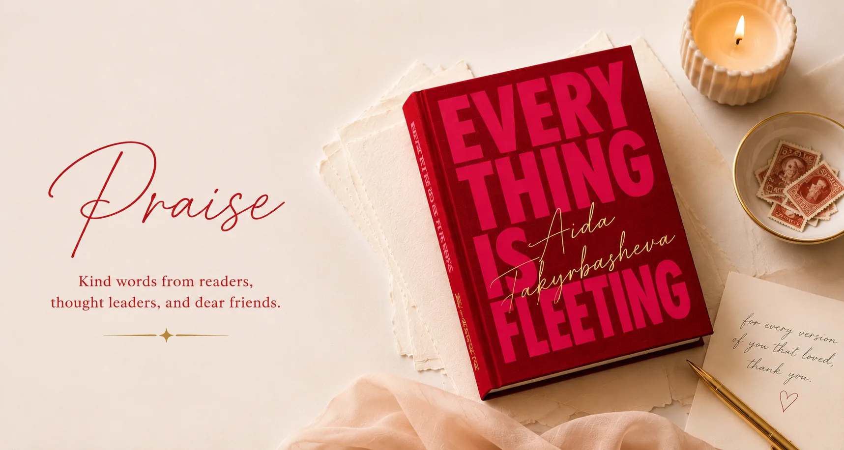 A reader holding Everything Is Fleeting, the poetry collection by Aida Takyrbasheva